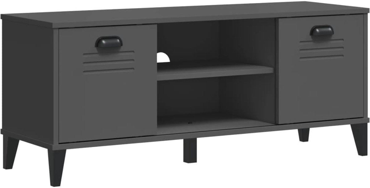 Schoenenkast | Schoenenbank | Schoenenrek VIKEN 106x35x45 cm bewerkt hout antracietgrijs (6248446697062)