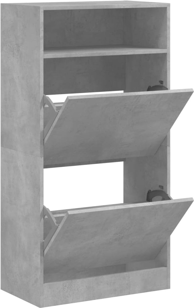 Schoenenkast | Schoenenrek | Opbergkast 60x34x116 cm bewerkt hout betongrijs (6248446690858)