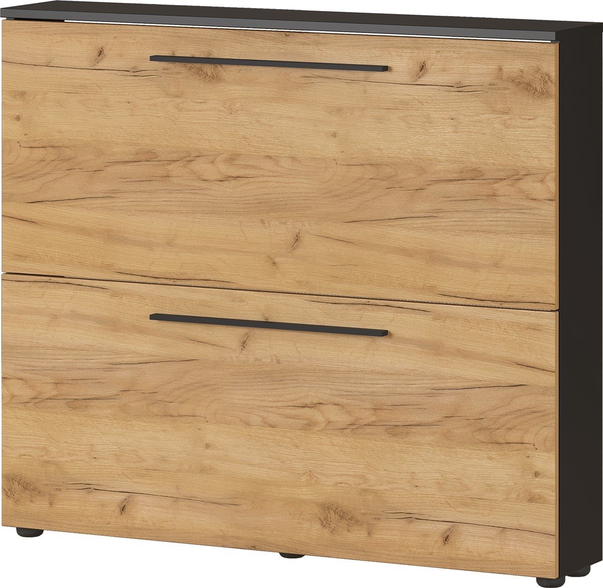 Schoenenkast Willemijn met 2 vakken - antraciet/eik - Germania - Schoenenkast - Bruin; Antraciet - Spaanplaat (4005949388314)