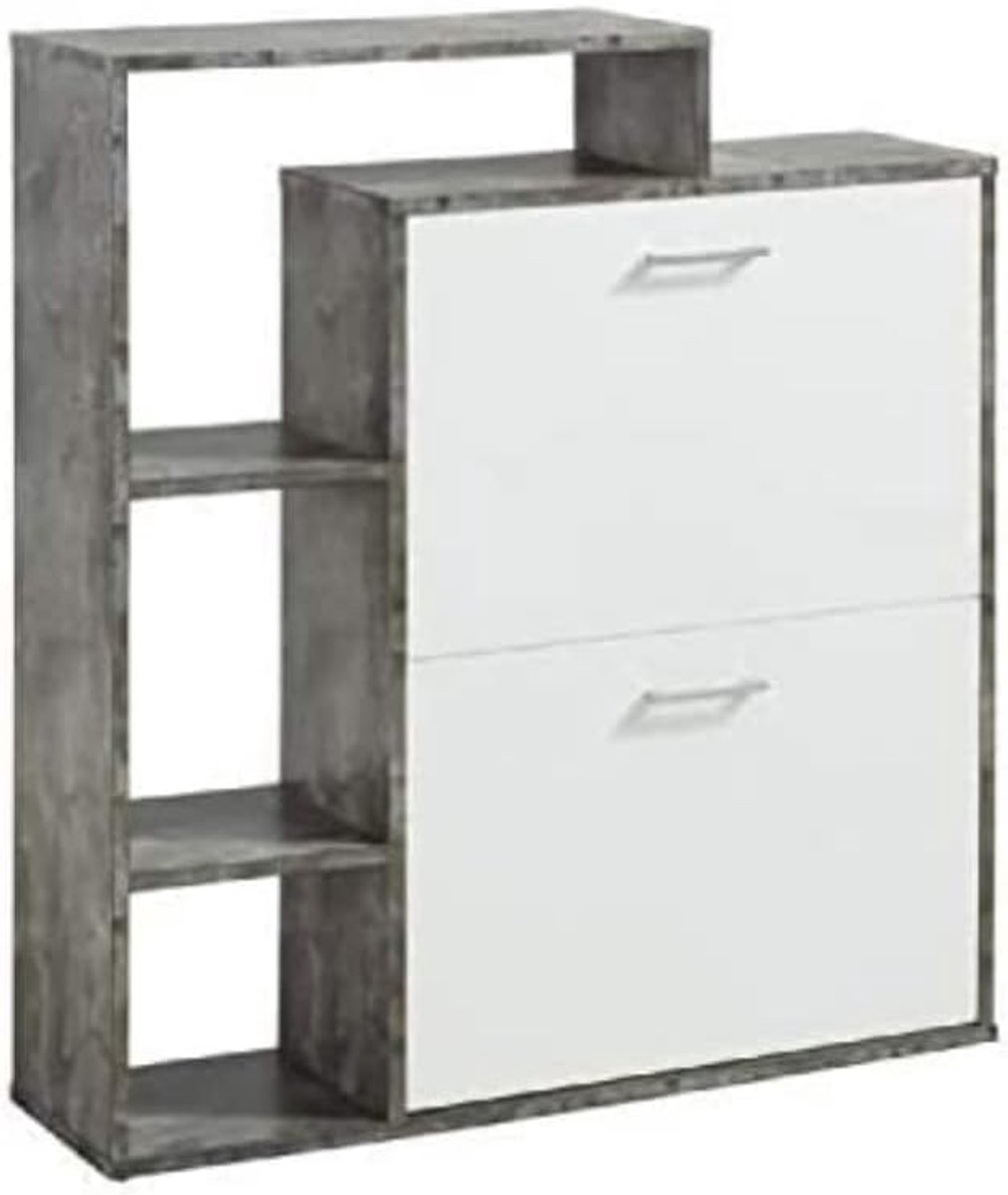 Schoenenkast - Wit en beton-decor - 1 stuk - L 86 cm (9504841386923)
