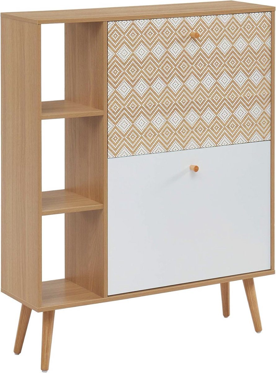 Schoenenkast in Wit en Eikenhout - 80 x 23.5 x 97.5 cm (9101034791849)