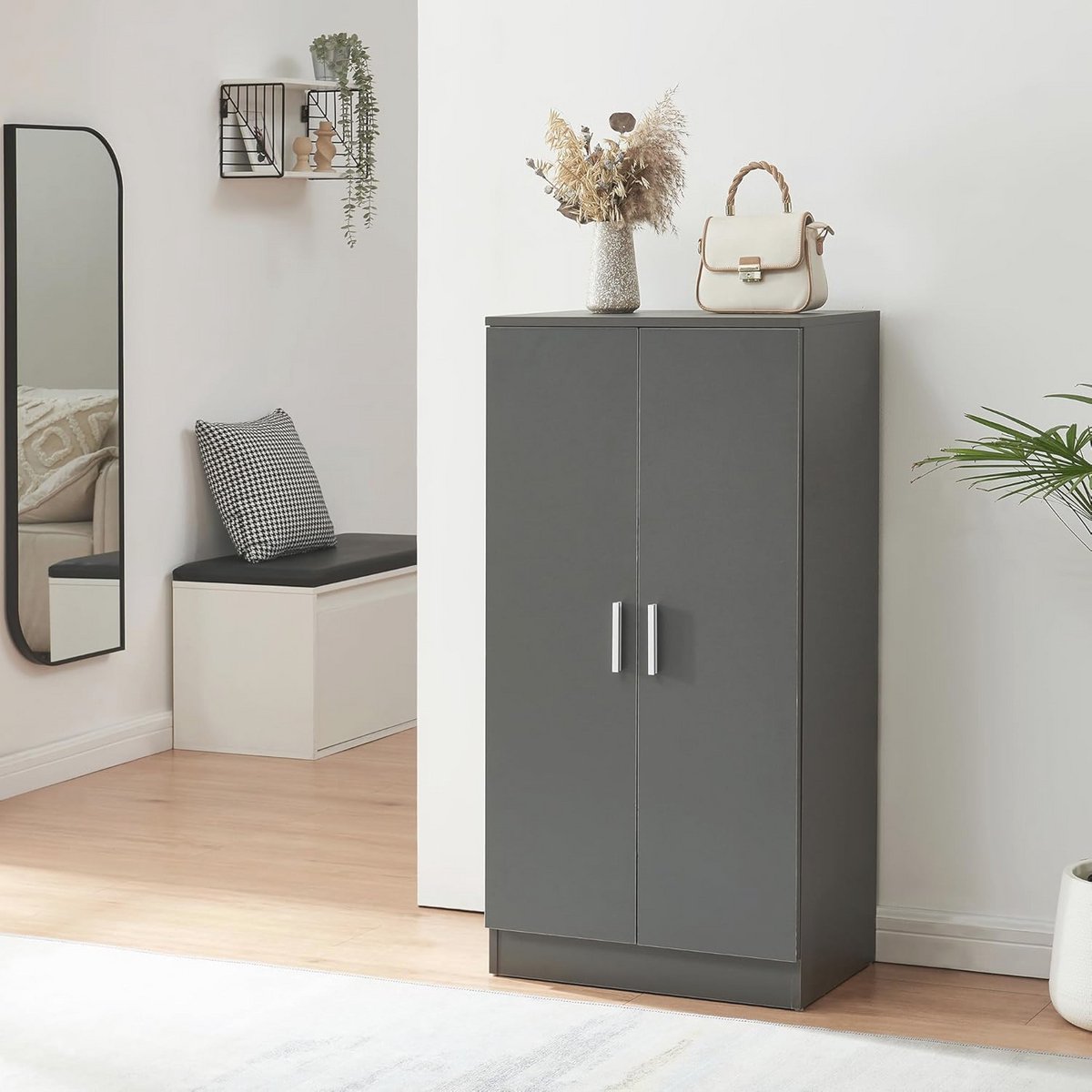 Schoenenkast met 2 Deuren en 7 Planken - Opbergmeubel voor 14 Paar Schoenen (9101039691861)