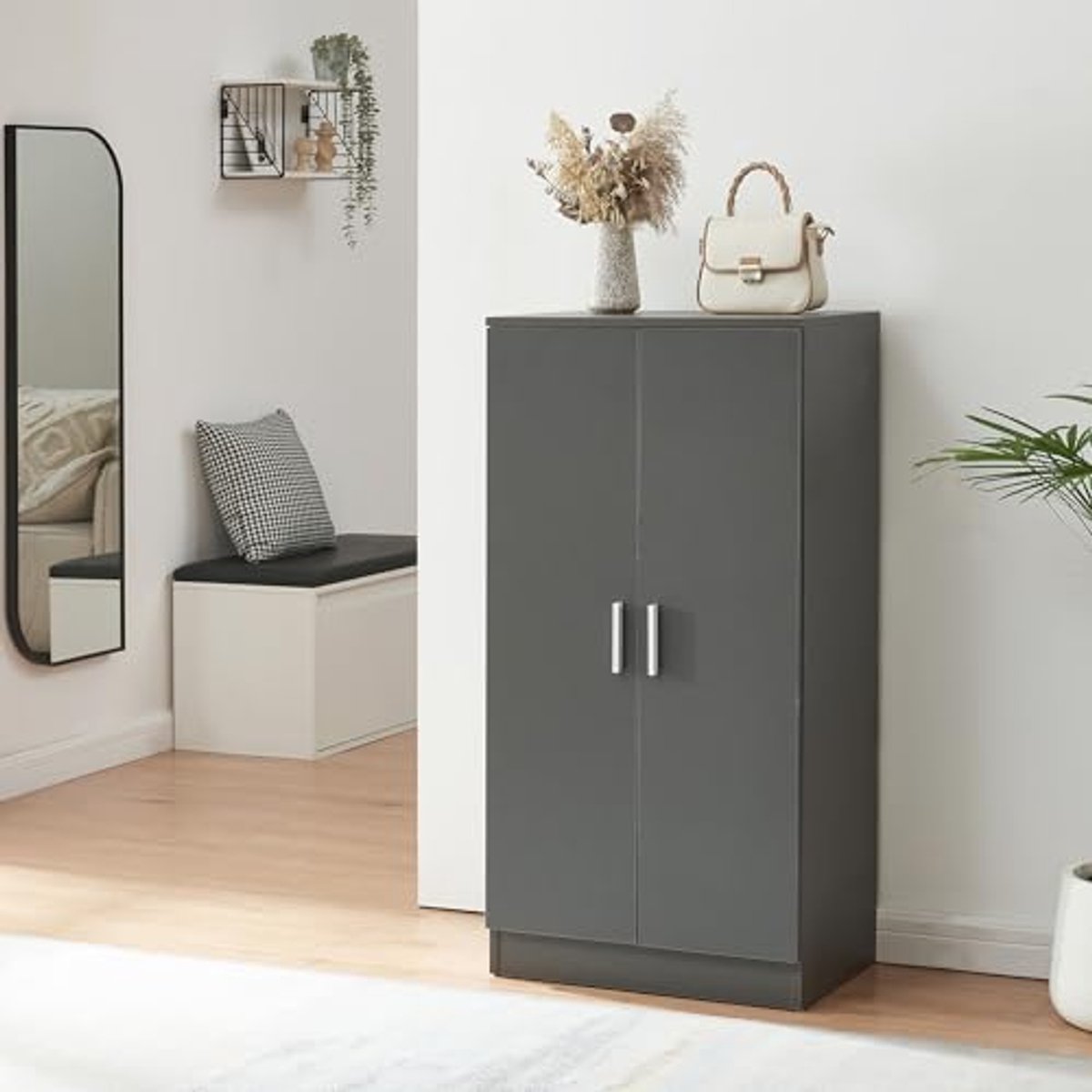 Schoenenkast met 2 Deuren en 7 Planken voor 14 Paar - Antraciet (6154041178199)