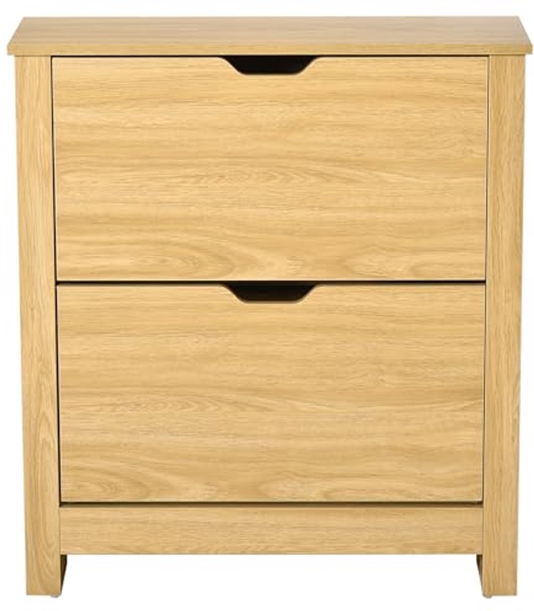 Schoenenkast met 2 klapdeuren en 2 vakken in natuurlijk hout (6153943162176)