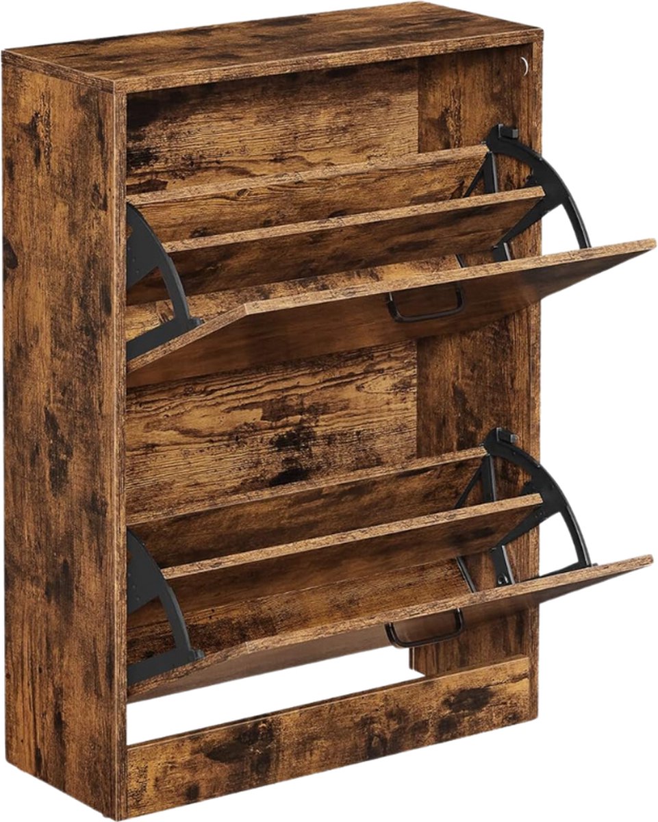 Schoenenkast met 2 kleppen verstelbare scheidingswanden - voor 12 paar damesschoenen - vintage - 60 x 24 x 835 cm (6151008523511)