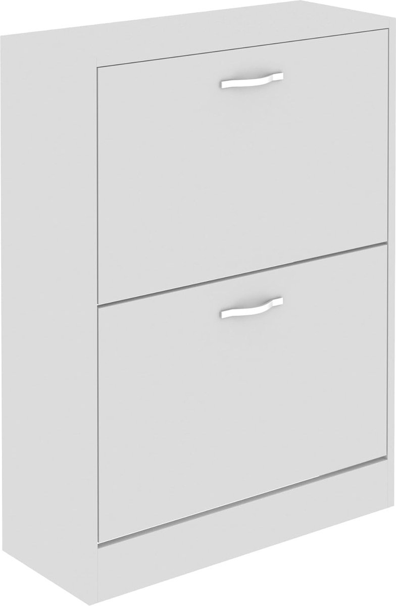 Schoenenkast met 2 laden - Wit - 80 cm hoog, 60 cm breed en 24 cm diep (6152616131167)
