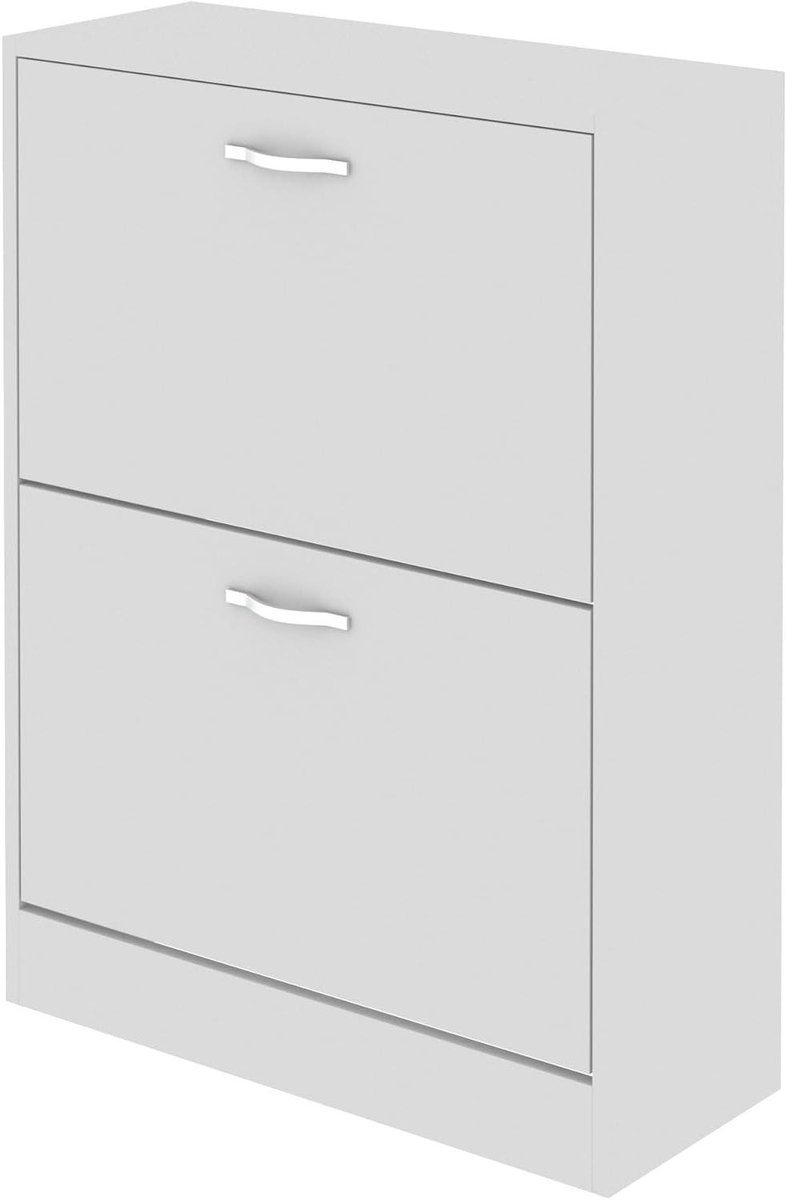 Schoenenkast met 2 laden - Wit - H80 x B60 x D24 cm (9506496661165)