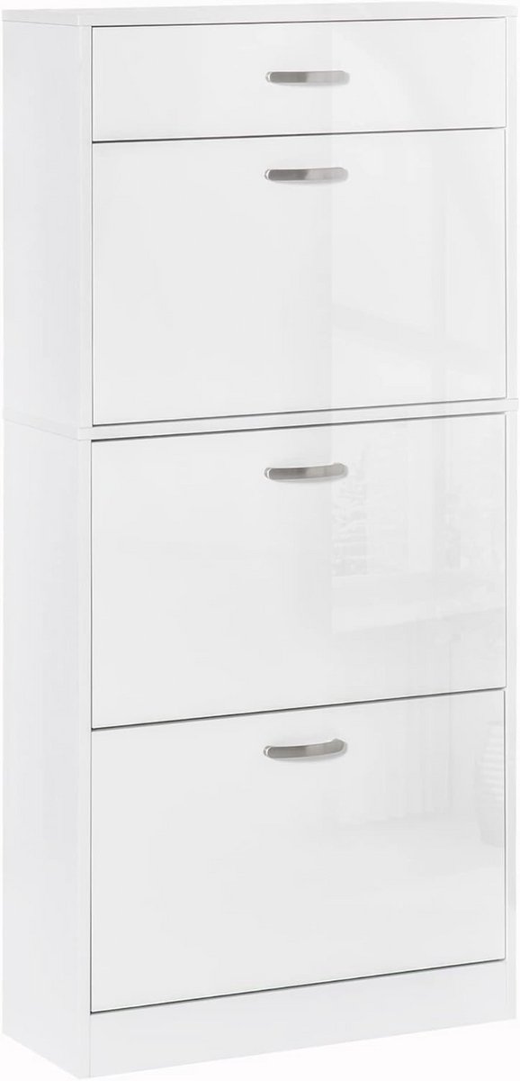 Schoenenkast met 3 Klapdeuren en Schuiflade - Modern Design en Ruimte voor 18 Paar Schoenen (9101039782729)
