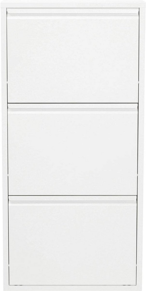 Schoenenkast met 3 Kleppen - Ruimte voor 6 Paar Schoenen, Wit - Modern en Ruimtebesparend (9101047179955)