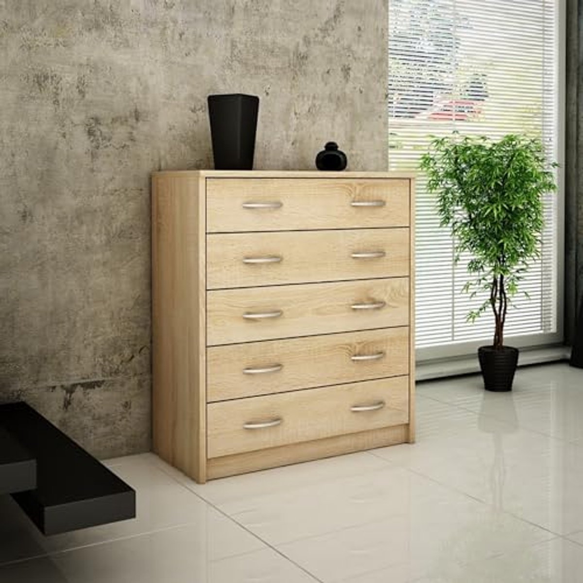 Schoenenkast met 5 opklapbare laden en ruimtebesparende opslag, 74 cm breed, duurzame gelamineerde plaat (6154011472456)