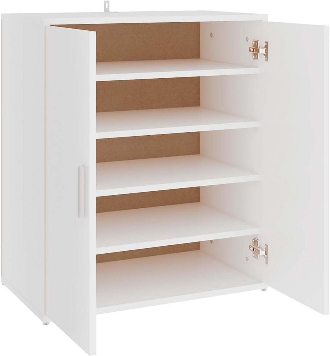 Schoenenkast met 5 schappen en 2 deuren - Wit - 60x35x70 cm - Smalle kast voor hal of slaapkamer (9101079301690)