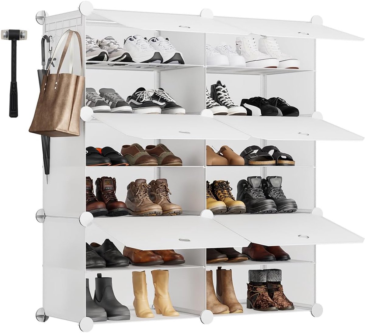 Schoenenkast met 6 Vakken - Ruimte voor 24 Paren - Zelfbouw Opbergoplossing - Wit (6154445835803)