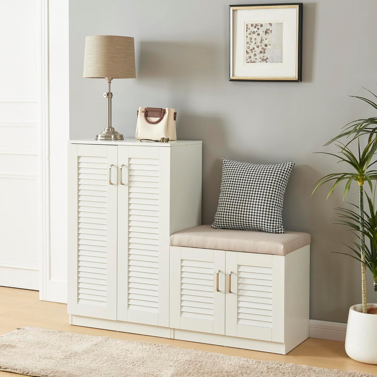 Schoenenkast met 9 legplanken en geventileerde deuren - Wit 97x120x36 cm (8721316532796)