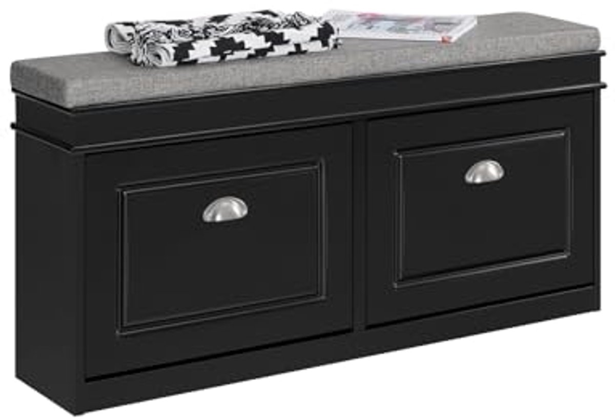 Schoenenkast met Zittende Bank en Opbergruimte - Zwart (6154013212234)