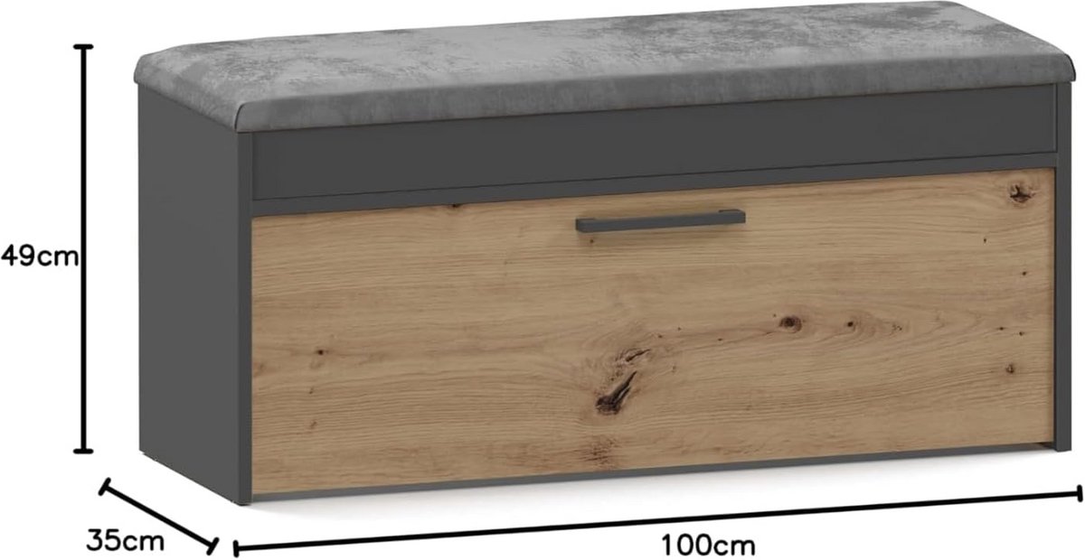 Schoenenkast met Zitting voor Hal en Woonkamer - Opbergbank 100 cm Breed (9101075890730)