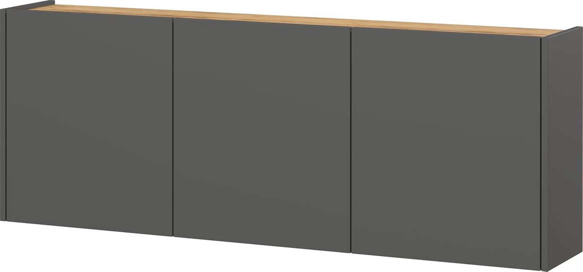 Schoenenkast met geringe diepte in Grafiet en Eiken look - 138 x 52 x 25 cm (9101047814917)