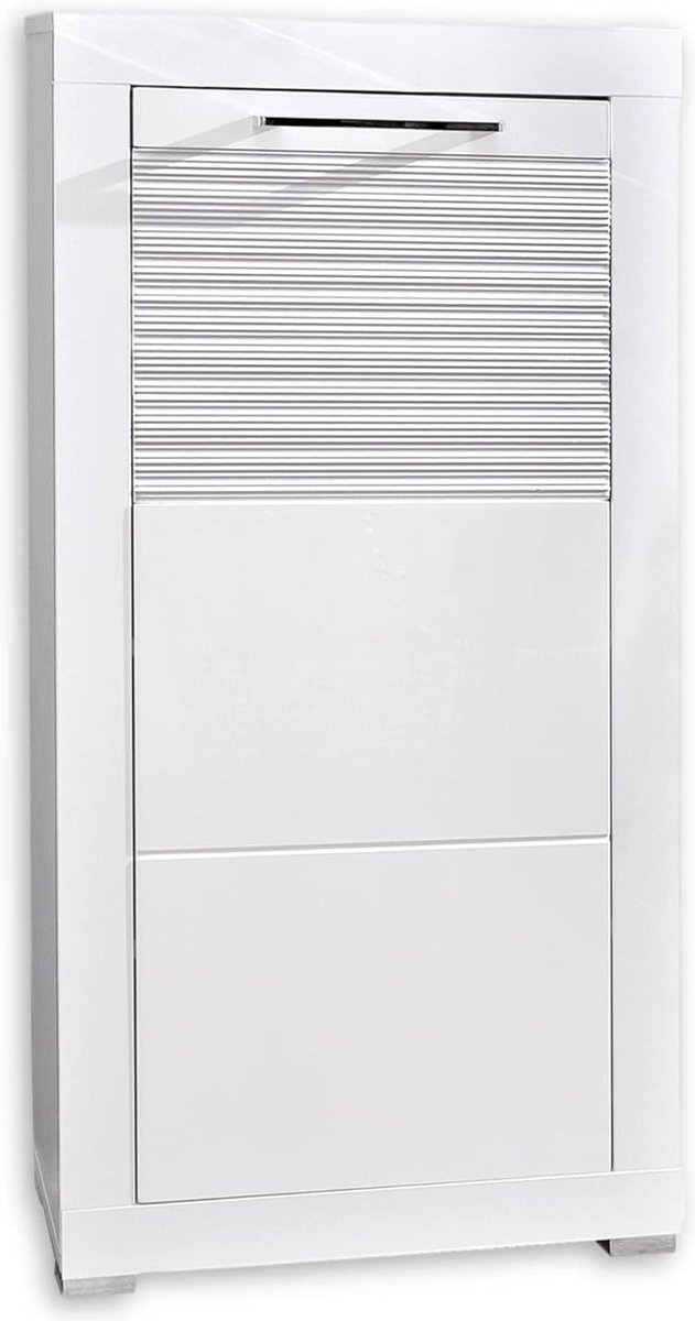 Schoenenkast met spiegel LIFE wit hoogglans - modern schoenenrek - opbergruimte voor schoenen - 52 x 111 x 37 cm Schoenenkast met spiegel (9503414285557)