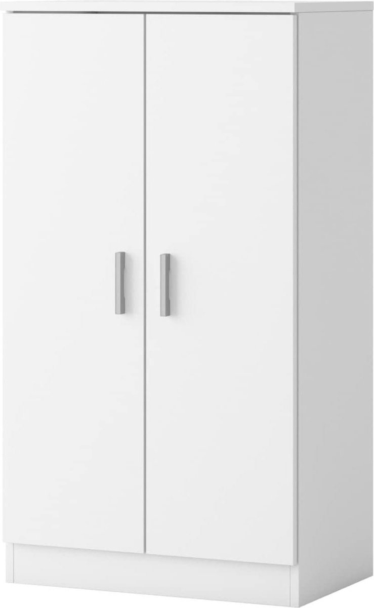 Schoenenkast met spiegel - Schoenenrek 2 deuren 55 x 35 x 100 cm 4 legplanken binnen grote inhoud ideaal voor entrees en commodes kleur wit modern klassiek Scandinavisch Schoenenkast met spiegel (9505169623493)