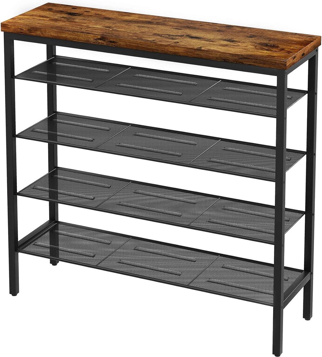 Schoenenkast met spiegel Schoenenrek Schoenenorganizer - Praktische opbergunit 105 x 30 x 95 cm - 5-laags schoenenopslag - Boekenplank - Badkamerplank - Plantenstandaard - Voor kast entree hal TMJ084H Schoenenkast met spiegel (9507874916587)
