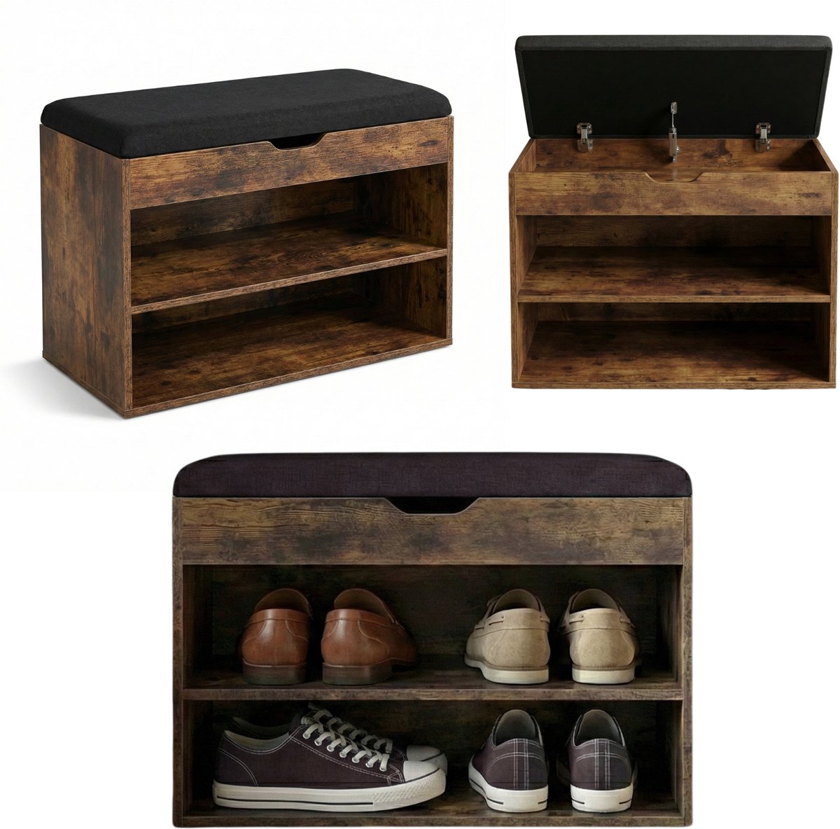 Schoenenkast met zitplaats LEVA, 60 x 30 x 47 cm (5902973467703)