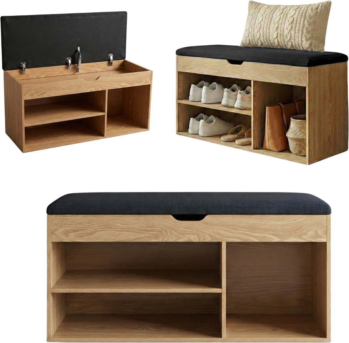 Schoenenkast met zitplaats TRIA, 80 x 43 x 30 cm (5902973467673)