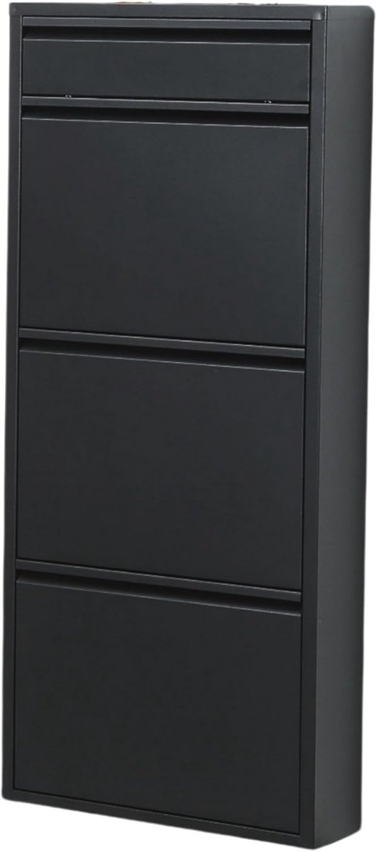 Schoenenkast smal metaal met magnetische afdekking voor wandmontage - stijlvol en ruimtebesparend (9101042388086)