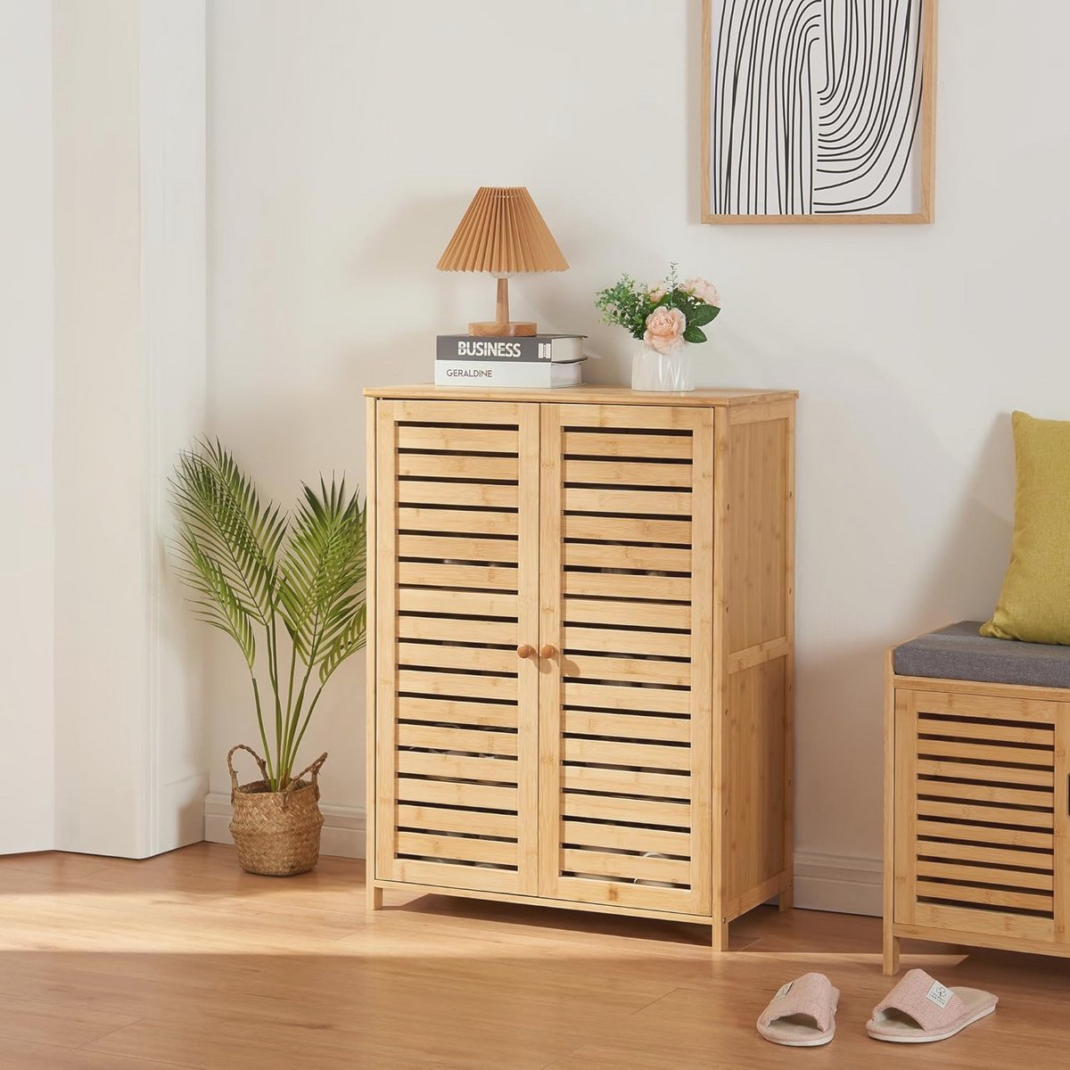 Schoenenkast van bamboe 87,5x66x33 cm - Stijlvol en praktisch voor 10 paar schoenen (9101038798004)