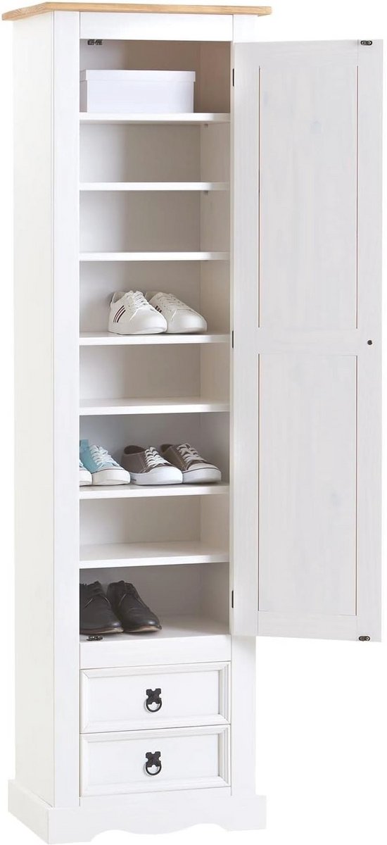 Schoenenkast van massief grenen met 2 laden en 8 vakken (9101039830680)