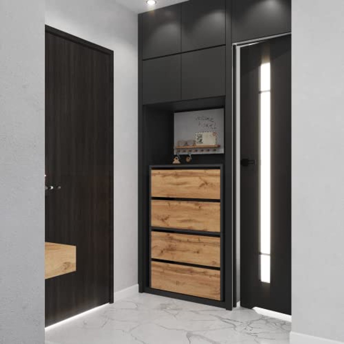 Schoenenkast voor Hal, Modulaire Schoenrek met Opbergruimte en Zithoek, 60 x 50 x 36 cm (6154026832856)