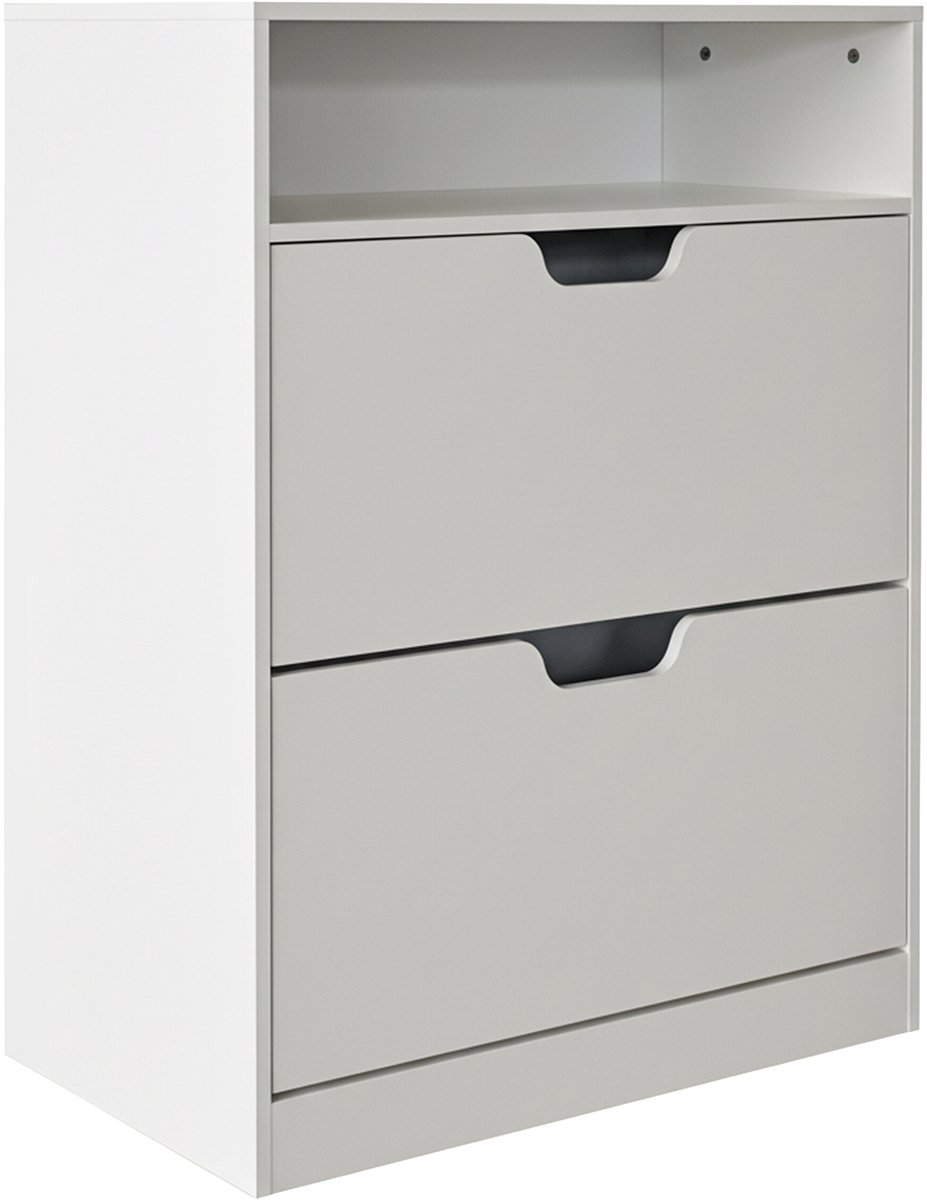 Schoenenkast - wit - 80x102x24 cm - met opbergruimte (4052025840785)