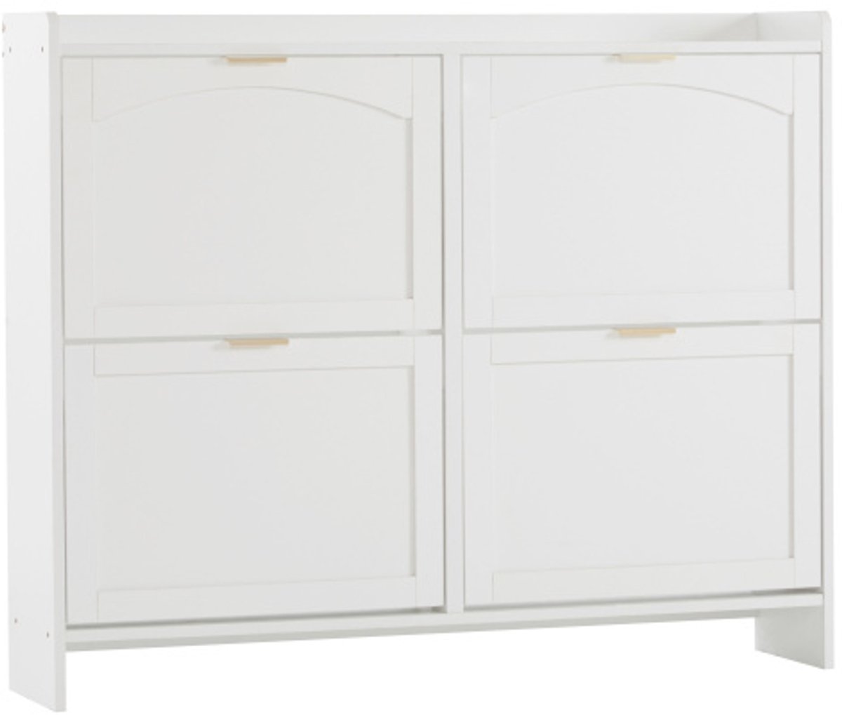 Schoenenrek 110x24x90cm Schoenenkast Schoenenmeubel Wit Spaanplaat Verborgen Ontwerp Vier Kleppen Met Open Vakken Vrijstaand Geschikt Voor Hal En Gang (4255839480158)