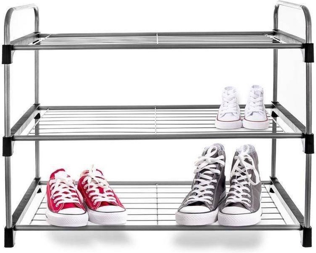 Schoenenrek Metaal 3-Niveaus 65,5x30x54 cm - Schoenenbank - Schoenenkast - Opbergrek (5904316443351)