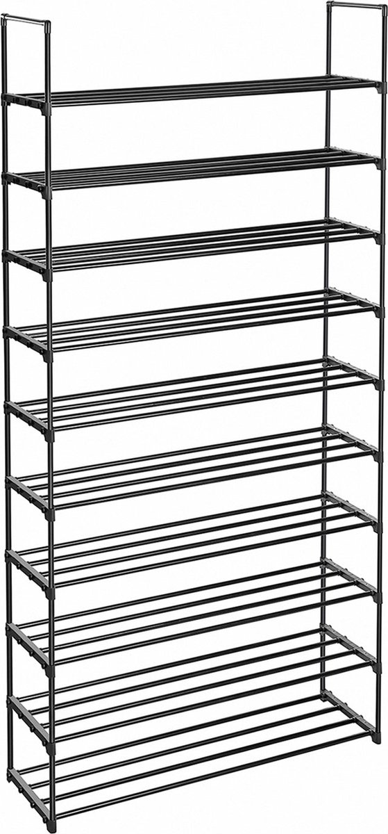 Schoenenrek - Metalen rek voor schoenen - Met 10 niveaus - Zwart (6097631518596)