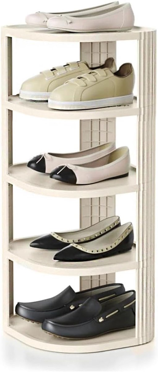 Schoenenrek - Ruimtebesparend - 5 Niveaus - Crèmekleurig - Kunststof (9509117778273)