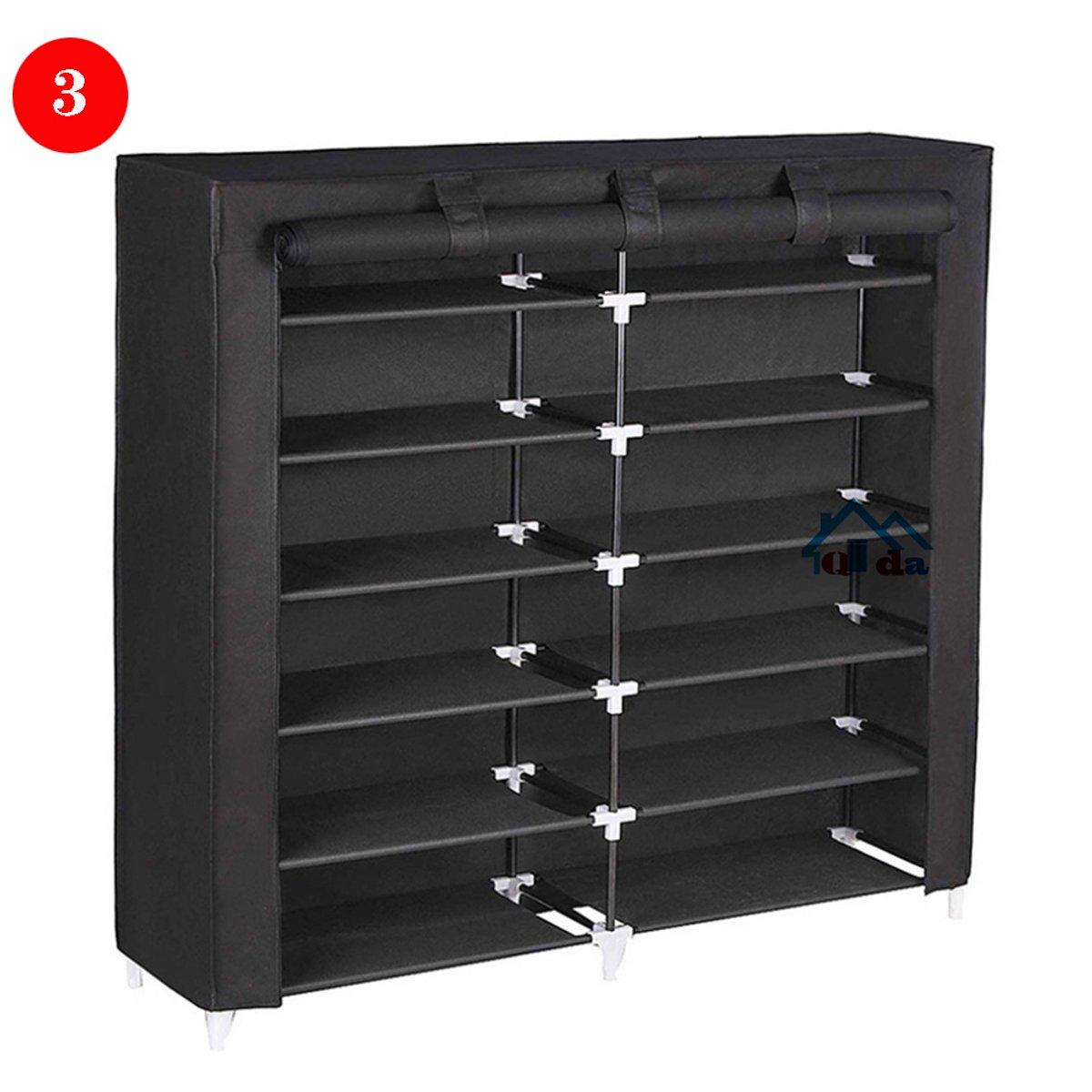 Schoenenrek - Schoenenkast - voor het opbergen van schoenen - 108 x 118 x 30 cm - Zwart (6153704427445)