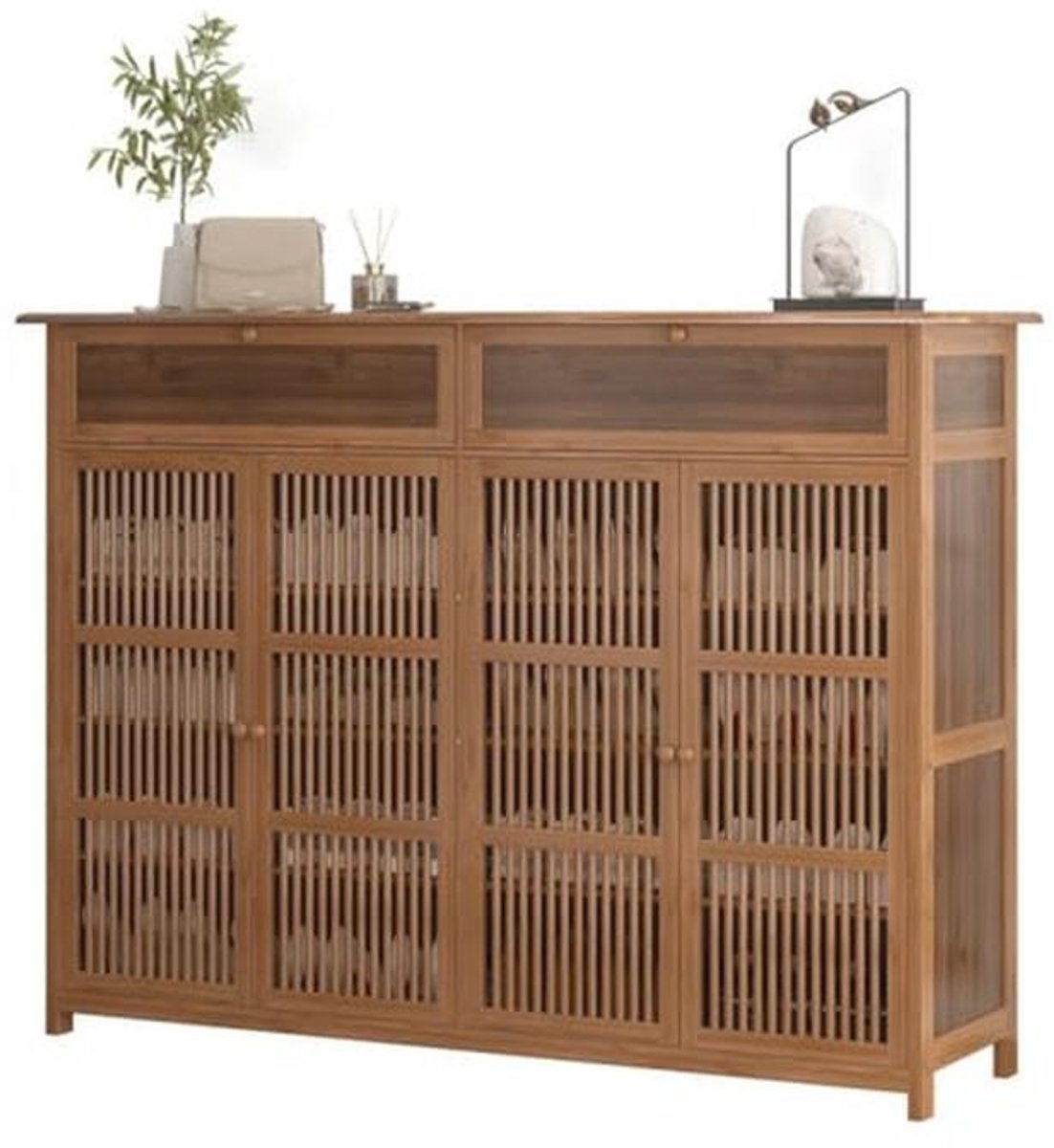 Schoenenrek Van Bamboe, Vrijstaande Schoenenkast, 130 x 35 x 99 cm Vrijstaande Schoen Kast, Ademend Schoenkast, Voor Ingang, Woonkamer, Slaapkamer (9101002994913)