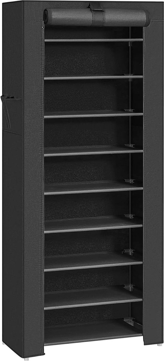 Schoenenrek met 10 niveaus schoenenkast schoenenrek 160 x 58 x 28 cm voor ca. 27 paar schoenen,Groot, zwart (7595980489028)