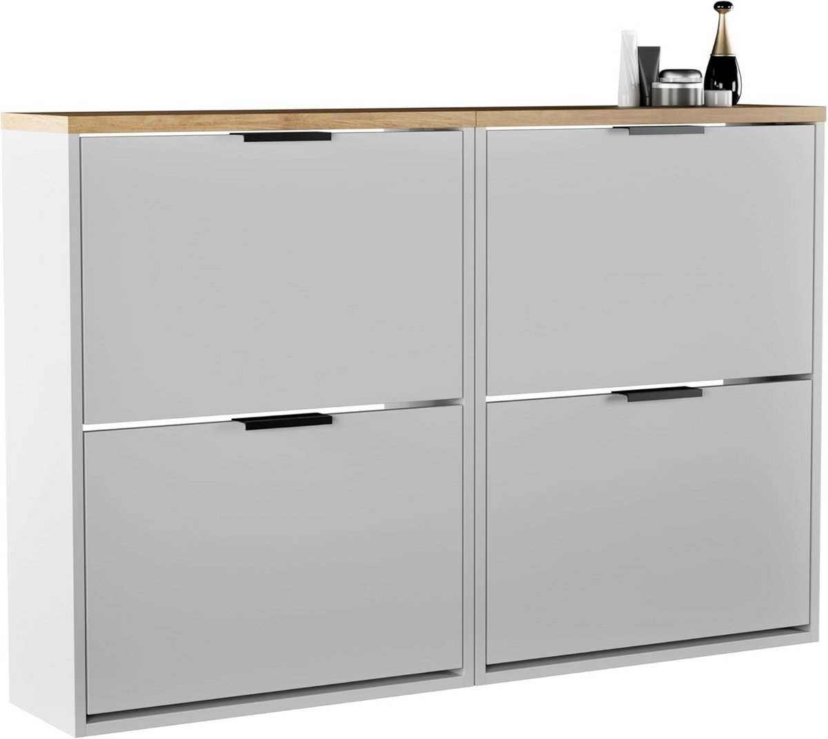 Set van 2 Smalle Schoenenkasten met Klep - Ruimtebesparende Schoenenrek voor Hal en Gang (9101074437578)