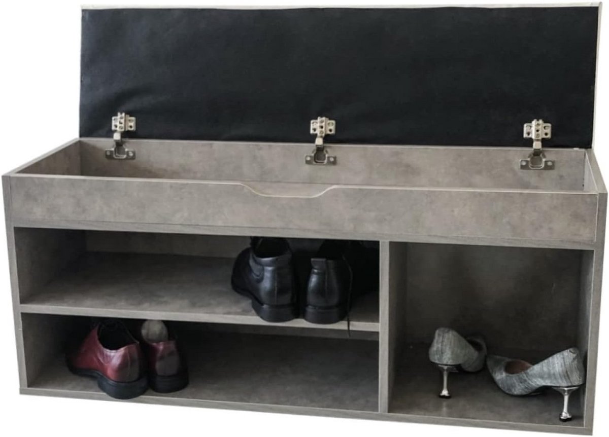 Shoe Opbergbank met Zitkussen - Industrieel Design (9101052200682)