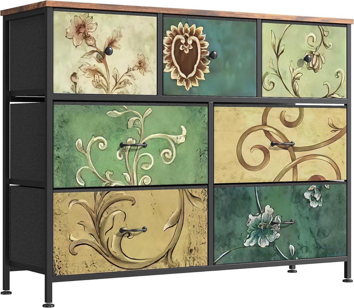 Smal Ladekast met 7 Stoffen Laden en Metalfram, Ideaal voor Slaapkamer of Hal (9101073526167)