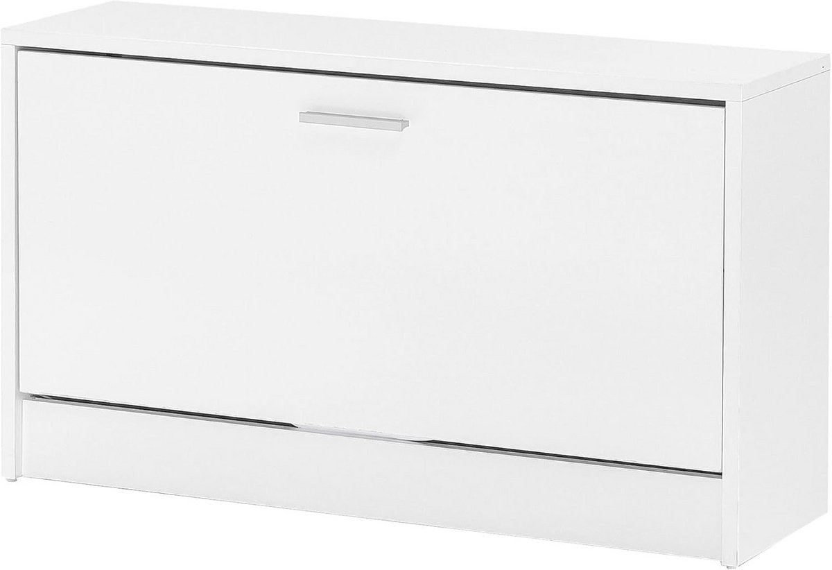 Smalle Schoenenbank met Opbergruimte voor Hal of Gang - Schoenkast Kantelvak Wit (9101059432536)