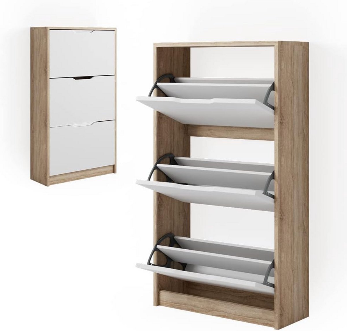 Smalle Schoenenkast met 3 Kantelvakken voor Hal en Gang (9101063787394)