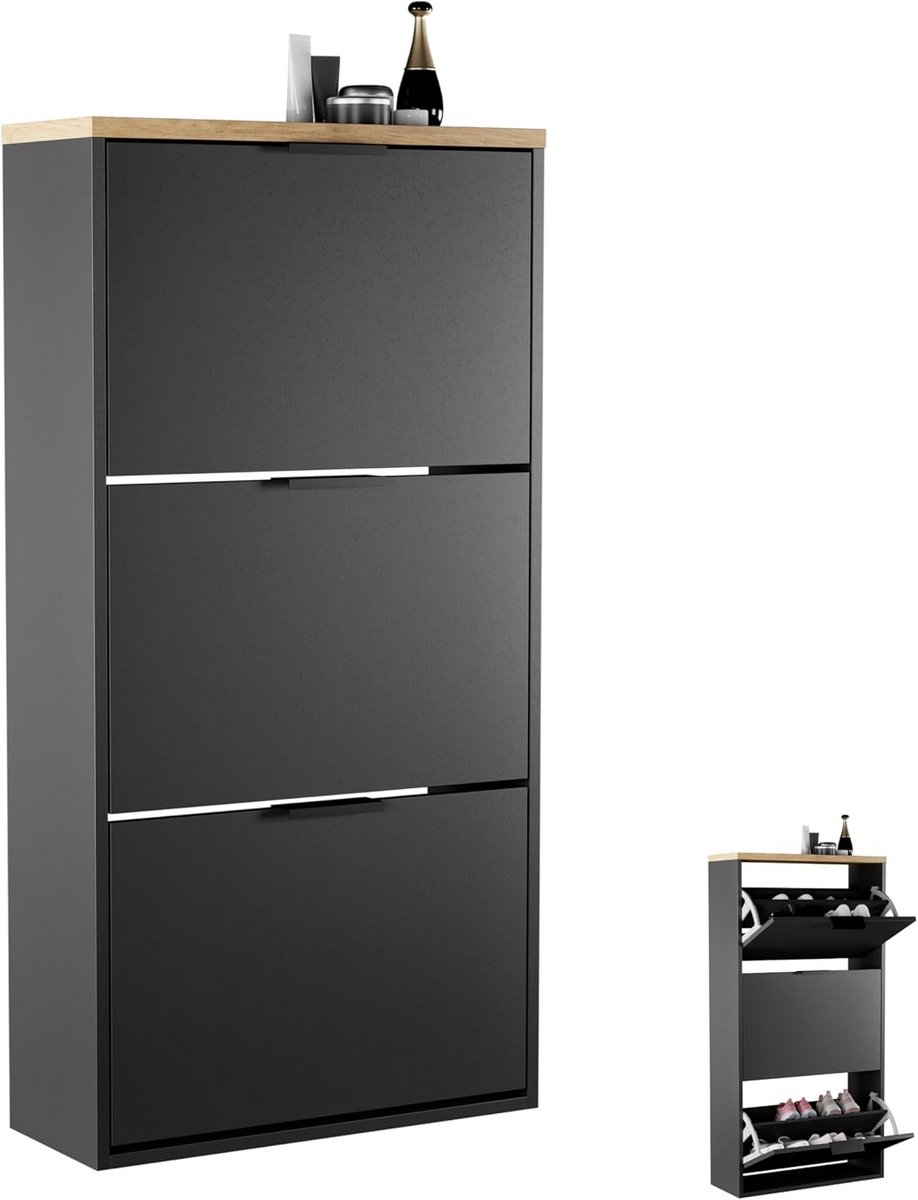 Smalle schoenenkast met 3 kleppen voor hal en gang (9101051369588)