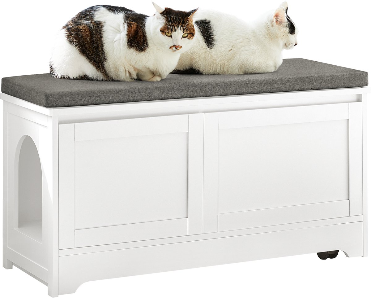 SoBuy FSR136-W Opbergbank - Witte Schoenenkast met Bank & Rek (4251388619988)