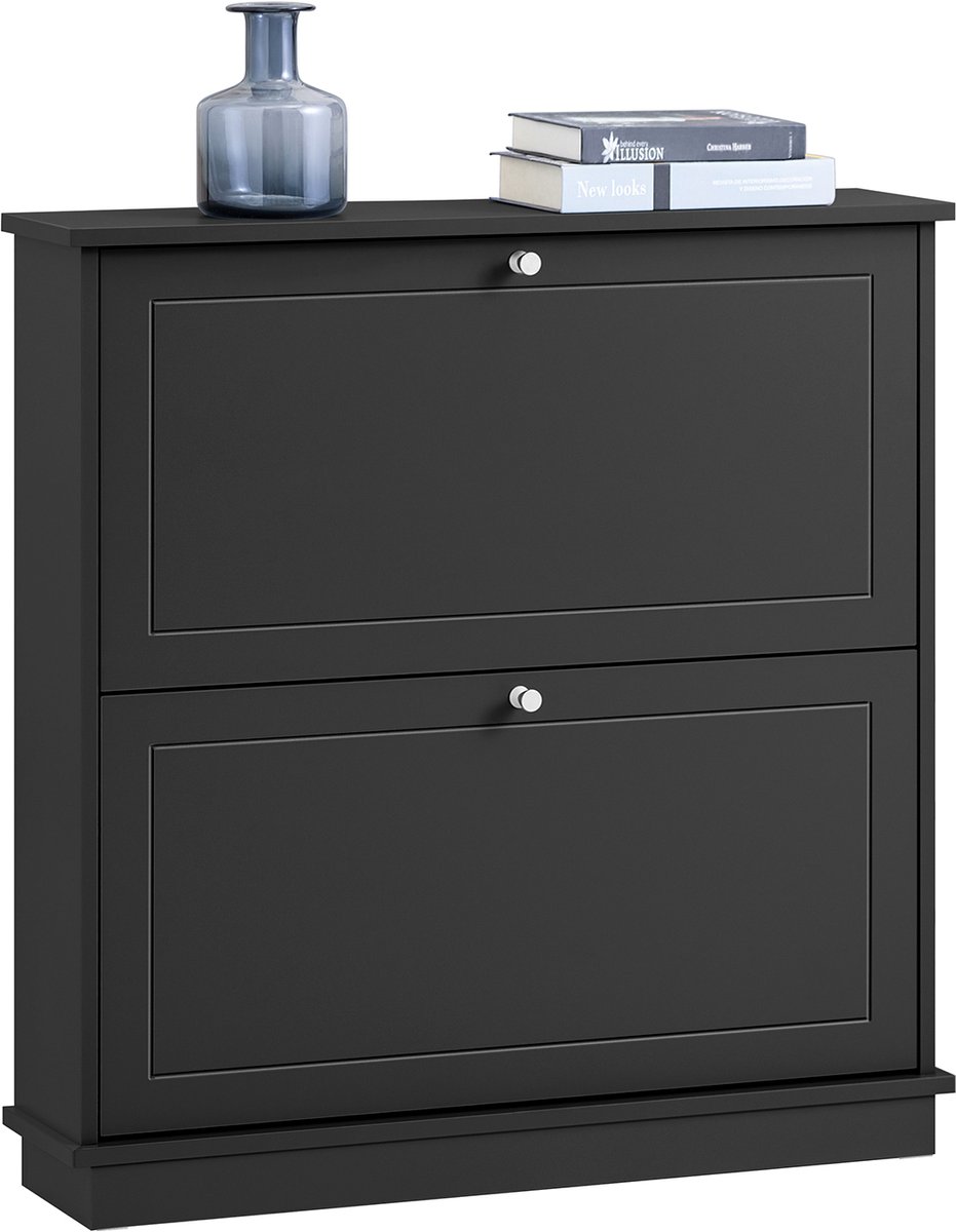 SoBuy FSR99-SCH Schoenenkast - Zwart Houtcomposiet met 2 Kleppen (4251388632628)
