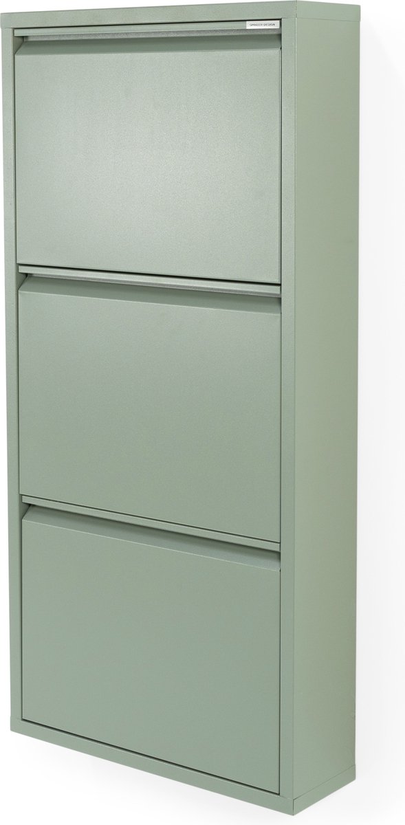 Spinder Design schoenenkast Billy 3 - Dusty Green - 6 paar schoenen - Staal (8712077109099)