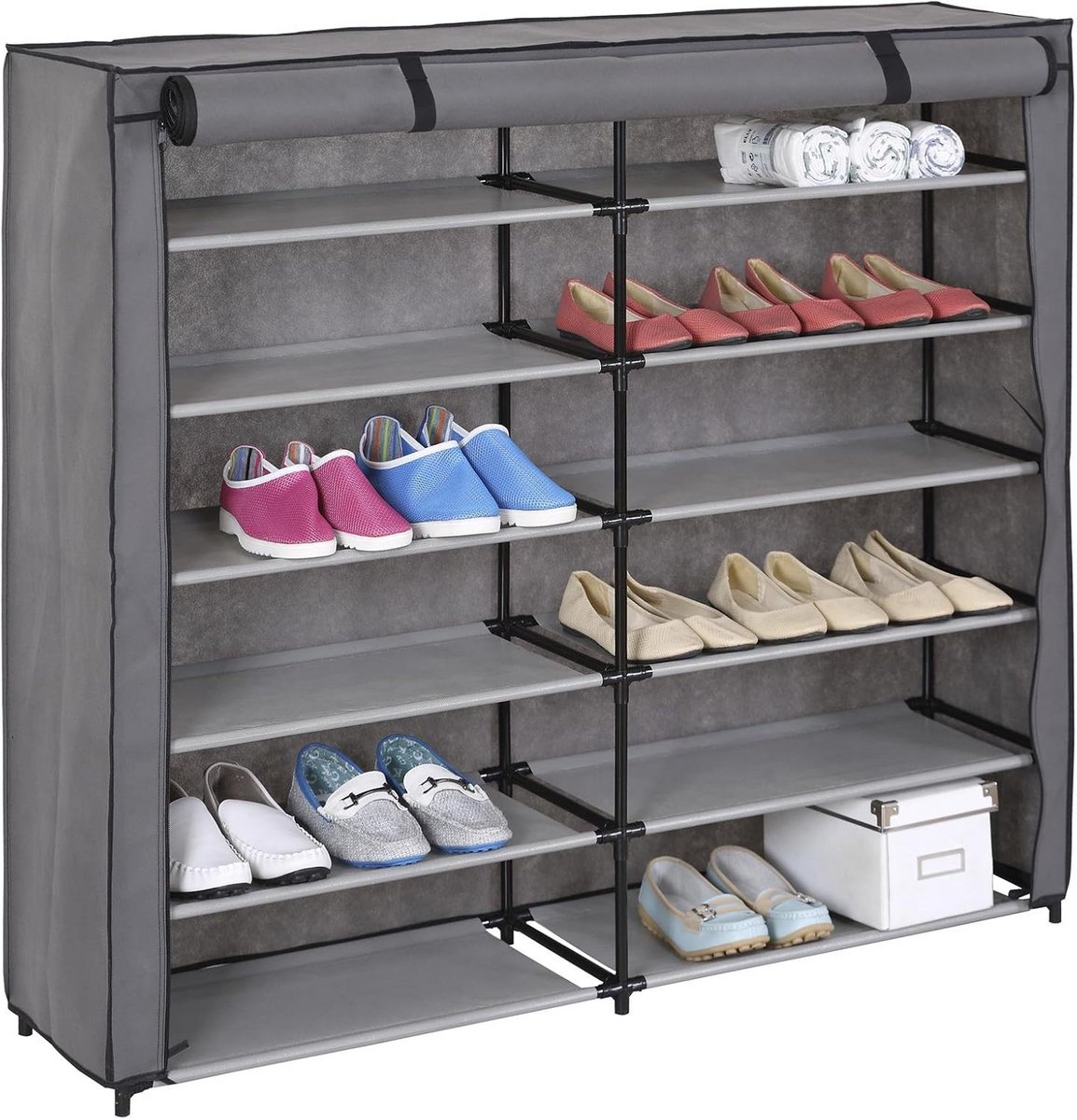 Stabiele Schoenenkast met 12 Planken en Stofdichte Beschermhoes (9101032876005)