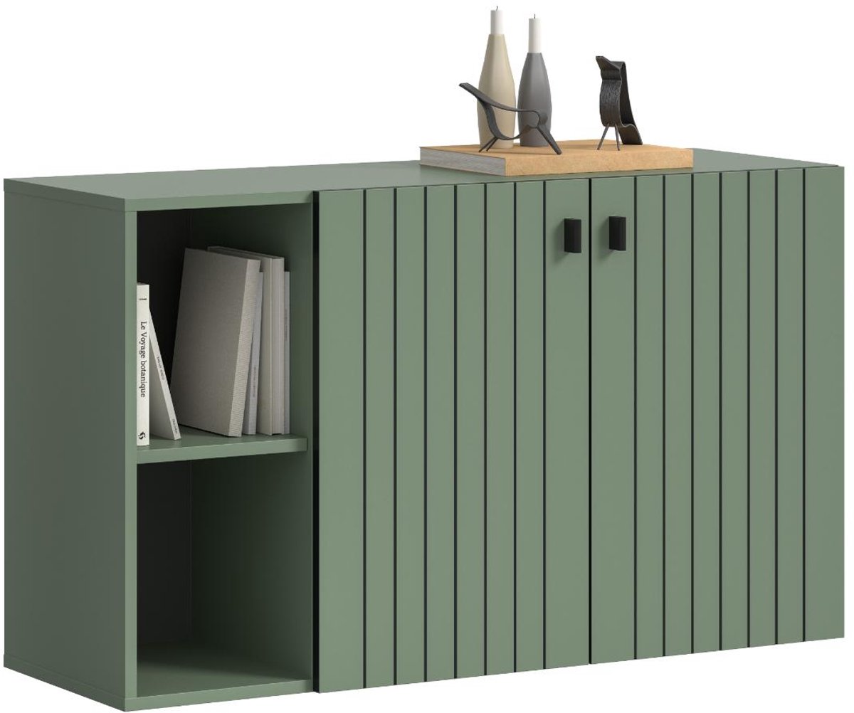 Station schoenenkast 2 deuren, 2 planken stoffig groen. (4066432043837)