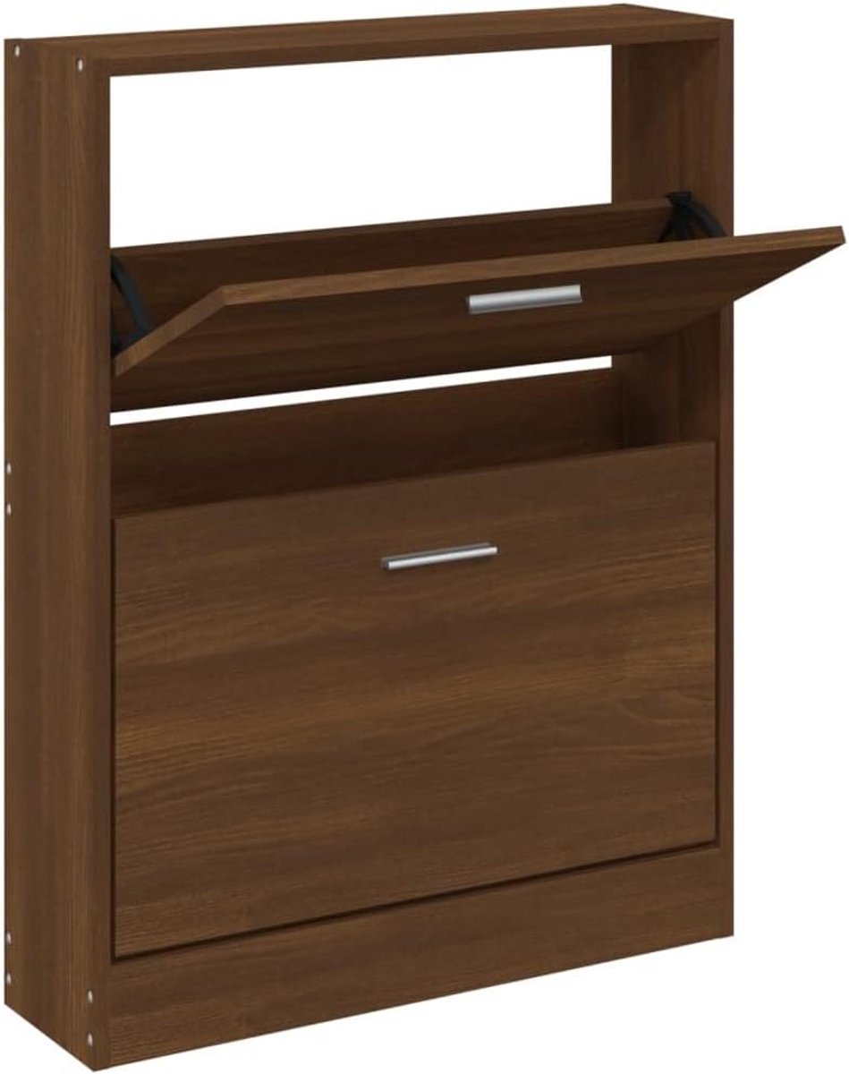 Stijlvolle Schoenenkast 59x17x81 cm - Hout in Eiken Kleur (9101096872494)
