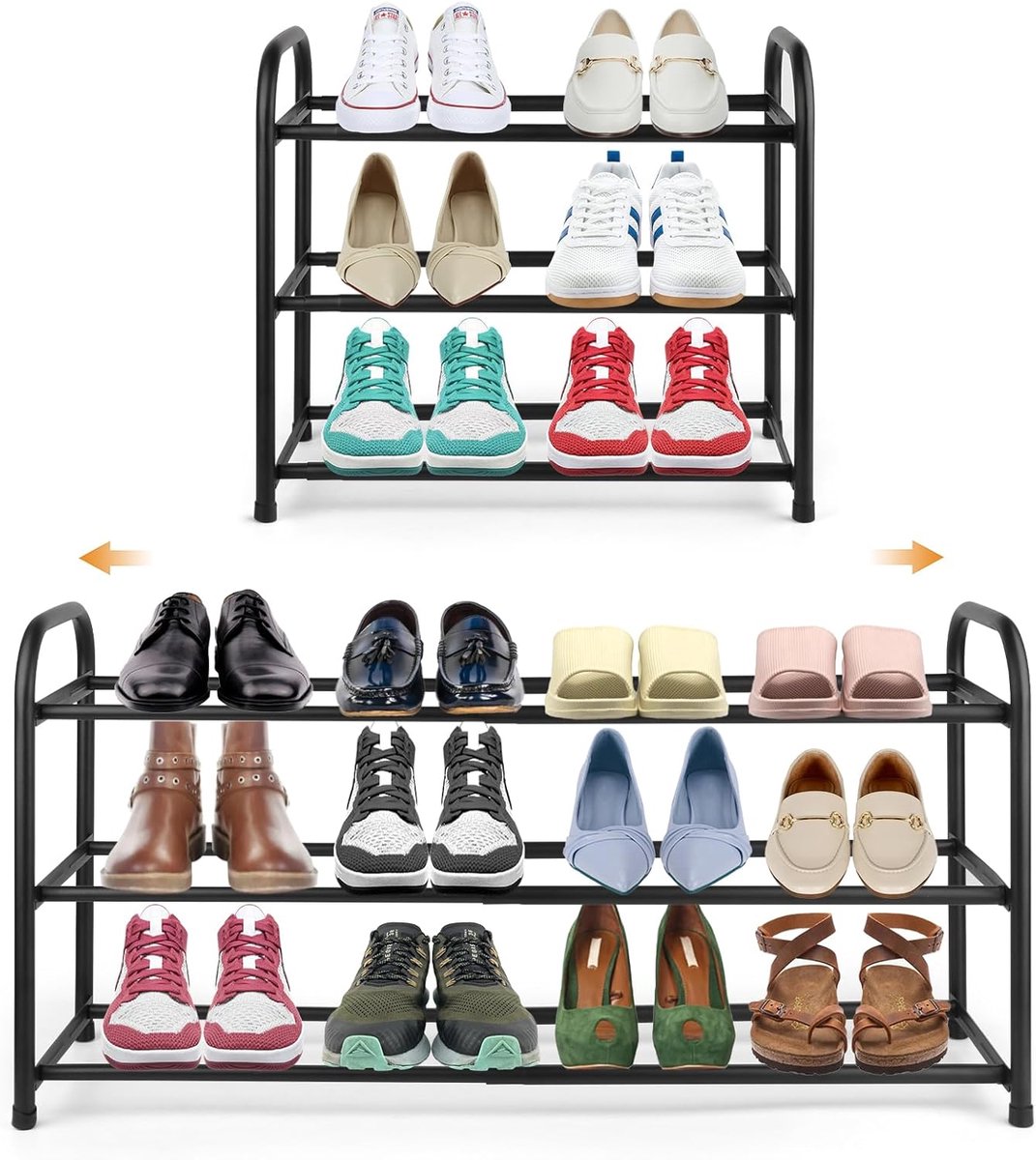 Uitschuifbaar Schoenenrek 3-Laags - Verstelbare Metalen Schoenenorganizer - Ruimtebesparend & Stevig (8785355888948)